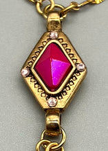 Load image into Gallery viewer, Gold Plated Pink Pendent Y-Drop Necklace with Vintage Elements
