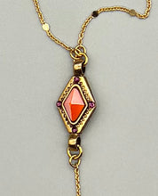 Load image into Gallery viewer, Gold Plated Orange Y-Drop Necklace with Vintage Elements