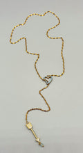 Load image into Gallery viewer, Gold Plated Crystal Heart and Arrow Lariat Necklace