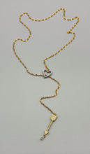 Load image into Gallery viewer, Gold Plated Crystal Heart and Arrow Lariat Necklace