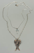 Load image into Gallery viewer, Silver Wing and Dagger Layered Necklace