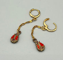 Load image into Gallery viewer, Gold Plated Vintage Micro Mosaic Teardrop Earrings
