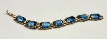Load image into Gallery viewer, Vintage Art Deco Blue Glass Carbochon Stone Link Bracelet