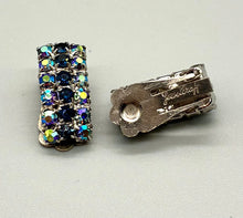 Load image into Gallery viewer, Vintage Jewelcraft Aurora Borealis Rhinestone clip on earrings