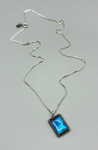 Load image into Gallery viewer, 1920s Art Deco Blue Butterfly Wing Sterling Silver Necklace