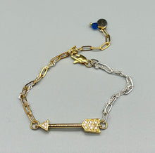 Load image into Gallery viewer, Mixed Metal Crystal Arrow Bracelet