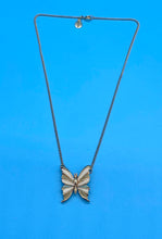 Load image into Gallery viewer, Vintage Gold Tone and Enamel Butterfly Necklace