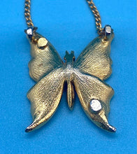 Load image into Gallery viewer, Vintage Gold Tone and Enamel Butterfly Necklace
