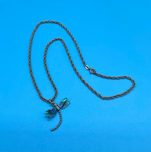 Load image into Gallery viewer, Vintage Teal Enamel Dragonfly Necklace