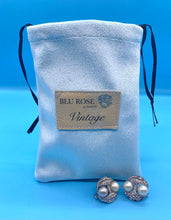 Load image into Gallery viewer, Vintage Trifari clip on Pearl and rhinestone earrings