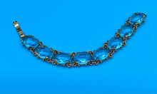 Load image into Gallery viewer, Vintage Art Deco Pale Blue Faceted Crystal Gem Link Bracelet