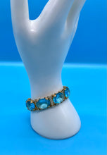 Load image into Gallery viewer, Vintage Art Deco Pale Blue Faceted Crystal Gem Link Bracelet