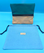 Load image into Gallery viewer, Ocean Teal and Soft Cream Bicolour Leather Jewellery Pouch
