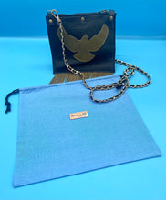 Load image into Gallery viewer, Leather fringed open winged dove crossbody bag