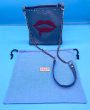 Load image into Gallery viewer, Steel blue leather lip drip shoulder bag