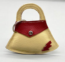 Load image into Gallery viewer, Cream leather mini handbag keyring/bag charm