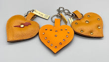 Load image into Gallery viewer, Orange Leather and Swarovski Heart Bag Charm