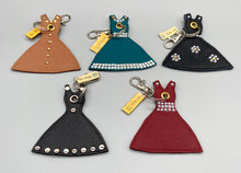 Load image into Gallery viewer, Black leather and pearl daisies little dress bag charm