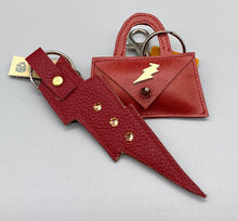 Load image into Gallery viewer, Red Leather and Swarvoski lightning bolt bag charm/keyring