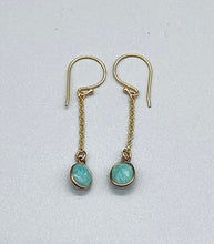 Load image into Gallery viewer, Gold Vermeil Chain and Amazonite Stone Drop Earrings
