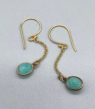 Load image into Gallery viewer, Gold Vermeil Chain and Amazonite Stone Drop Earrings