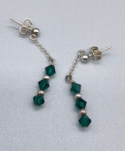 Load image into Gallery viewer, Emerald Swarovski crystal drop earrings