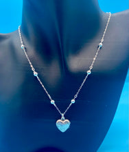 Load image into Gallery viewer, Vintage Sterling Silver Heart Locket and Bead Necklace