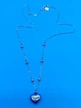 Load image into Gallery viewer, Vintage Sterling Silver Heart Locket and Bead Necklace