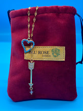 Load image into Gallery viewer, Gold Plated Crystal Heart and Arrow Lariat Necklace