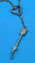 Load image into Gallery viewer, Gold Plated Crystal Heart and Arrow Lariat Necklace