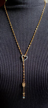 Load image into Gallery viewer, Gold Plated Crystal Heart and Arrow Lariat Necklace