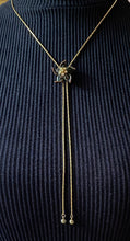 Load image into Gallery viewer, Vintage Rissi Black Enamel Floral Lariat Necklace