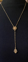 Load image into Gallery viewer, Hamsa Hand and Sunburst Y-Drop Necklace