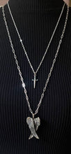 Load image into Gallery viewer, Silver Wing and Dagger Layered Necklace