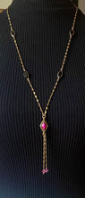 Load image into Gallery viewer, Gold Plated Pink Pendent Y-Drop Necklace with Vintage Elements
