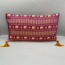 Load image into Gallery viewer, Vintage silk elephant print prosperity cushion