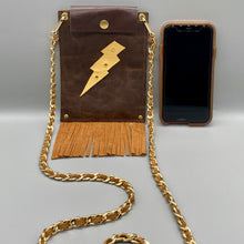 Load image into Gallery viewer, Lightning bolt leather phone pouch