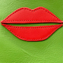 Load image into Gallery viewer, Green vegan leather lips pouch