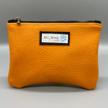 Load image into Gallery viewer, Electric Edge Orange Leather Jewellery Pouch