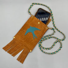 Load image into Gallery viewer, Swallow leather phone crossbody pouch