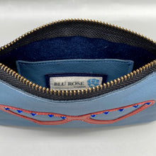 Load image into Gallery viewer, Blue leather glasses pouch