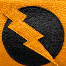 Load image into Gallery viewer, Electric Edge Orange Leather Jewellery Pouch