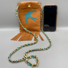 Load image into Gallery viewer, Swallow leather phone crossbody pouch