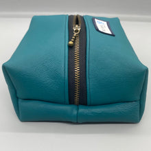 Load image into Gallery viewer, Leather teal vanity pouch