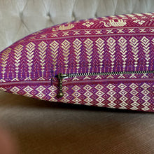 Load image into Gallery viewer, Vintage silk elephant print prosperity cushion