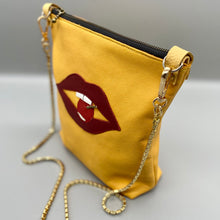 Load image into Gallery viewer, Yellow leather lip cherry bag
