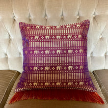 Load image into Gallery viewer, Vintage silk elephant print prosperity cushion