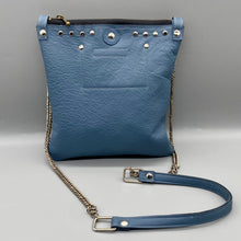 Load image into Gallery viewer, Steel blue leather lip drip shoulder bag