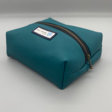 Load image into Gallery viewer, Leather teal vanity pouch