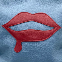 Load image into Gallery viewer, Steel blue leather lip drip shoulder bag